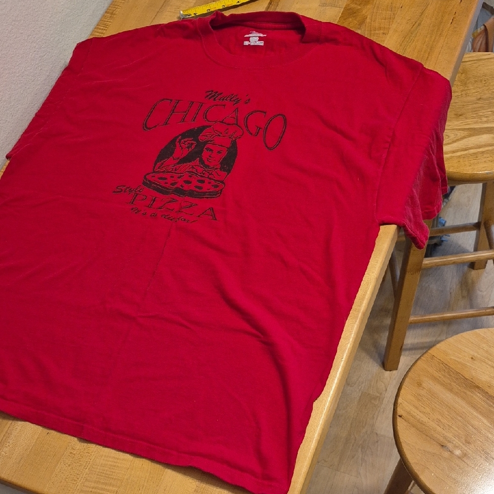 Hanes Beefy T XL Red Chicago Pizza Mully's It's To Die For